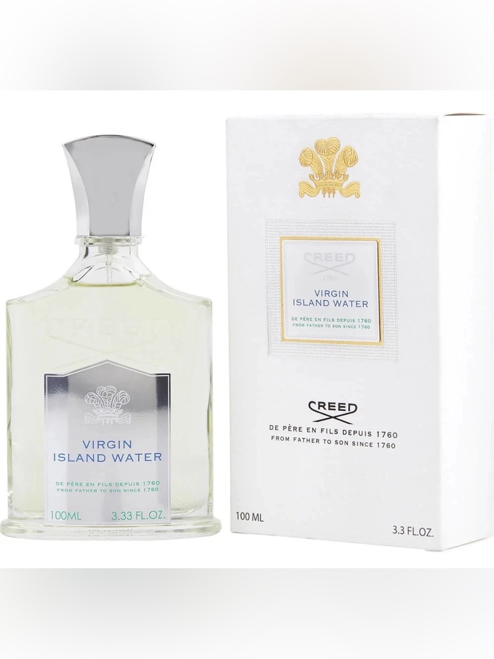 Creed Virgin Island Water Bath & Body — Pale Green with Silver Accents